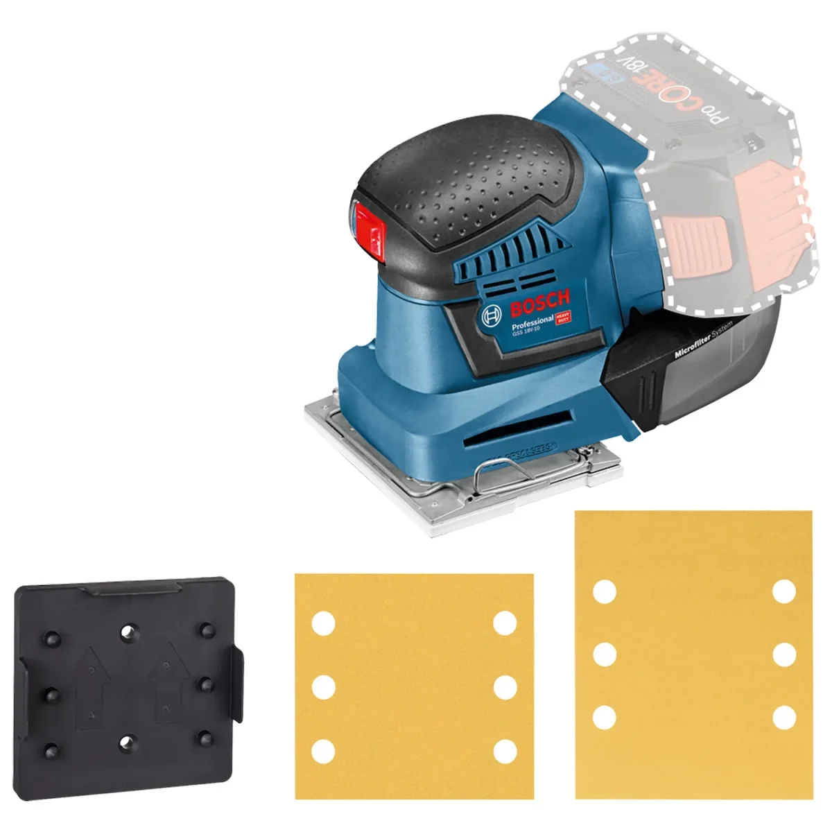 Lijadora orbital inalámbrica Bosch GSS 18V-10, 18V SB - Imagen 2