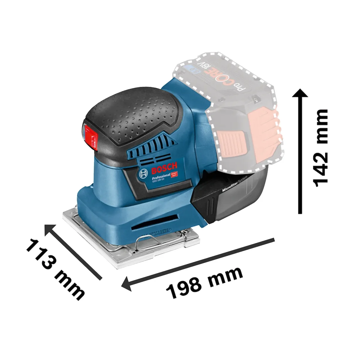 Lijadora orbital inalámbrica Bosch GSS 18V-10, 18V SB - Imagen 5