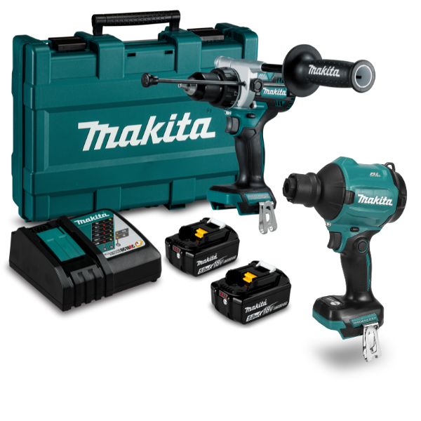 Kit Taladro percutor 18V. 13mm LXT DHP486RTE + Soplador De Regalo Makita