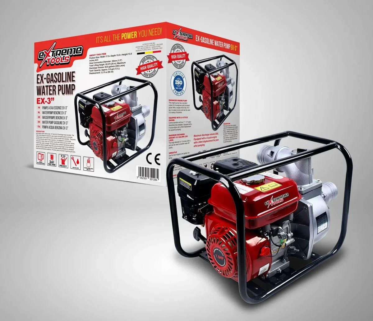 Bomba de agua termal 60m3/h Motobomba gasolina 7,5cv 4T - Imagen 3